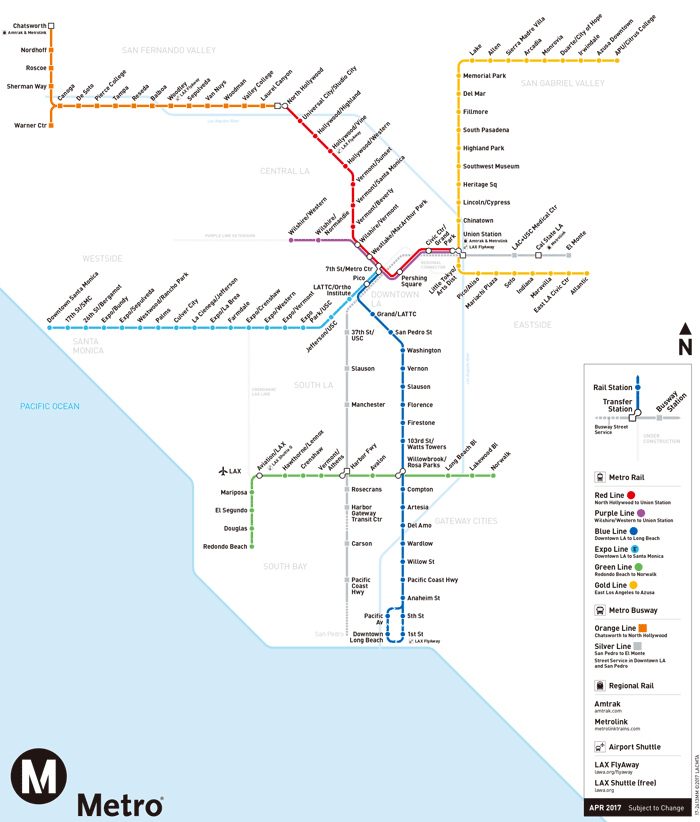 ロサンゼルスの地下鉄路線図