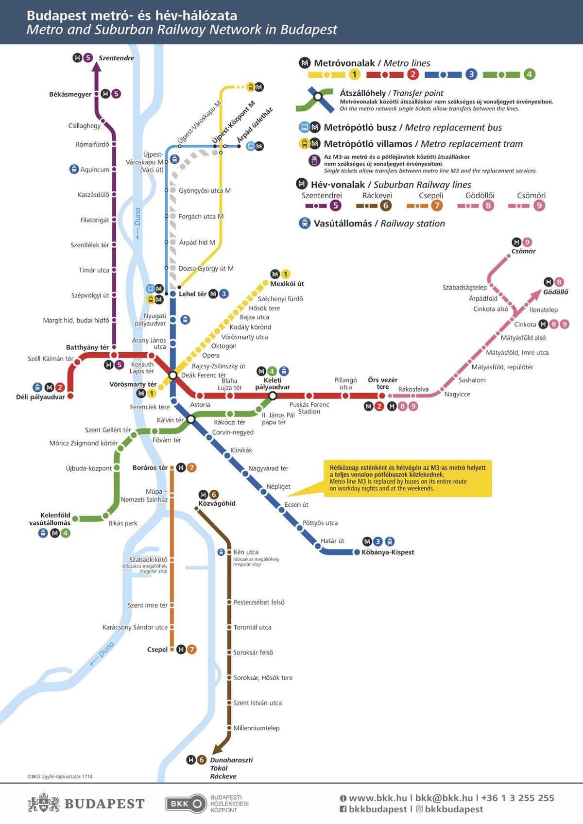 ハンガリーブダペスト地下鉄路線図