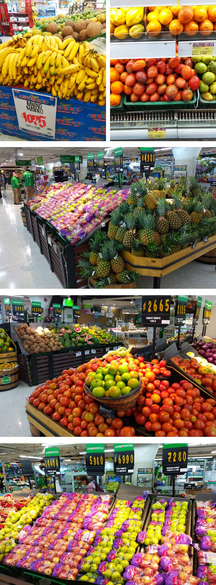 コロンビアの果物の物価